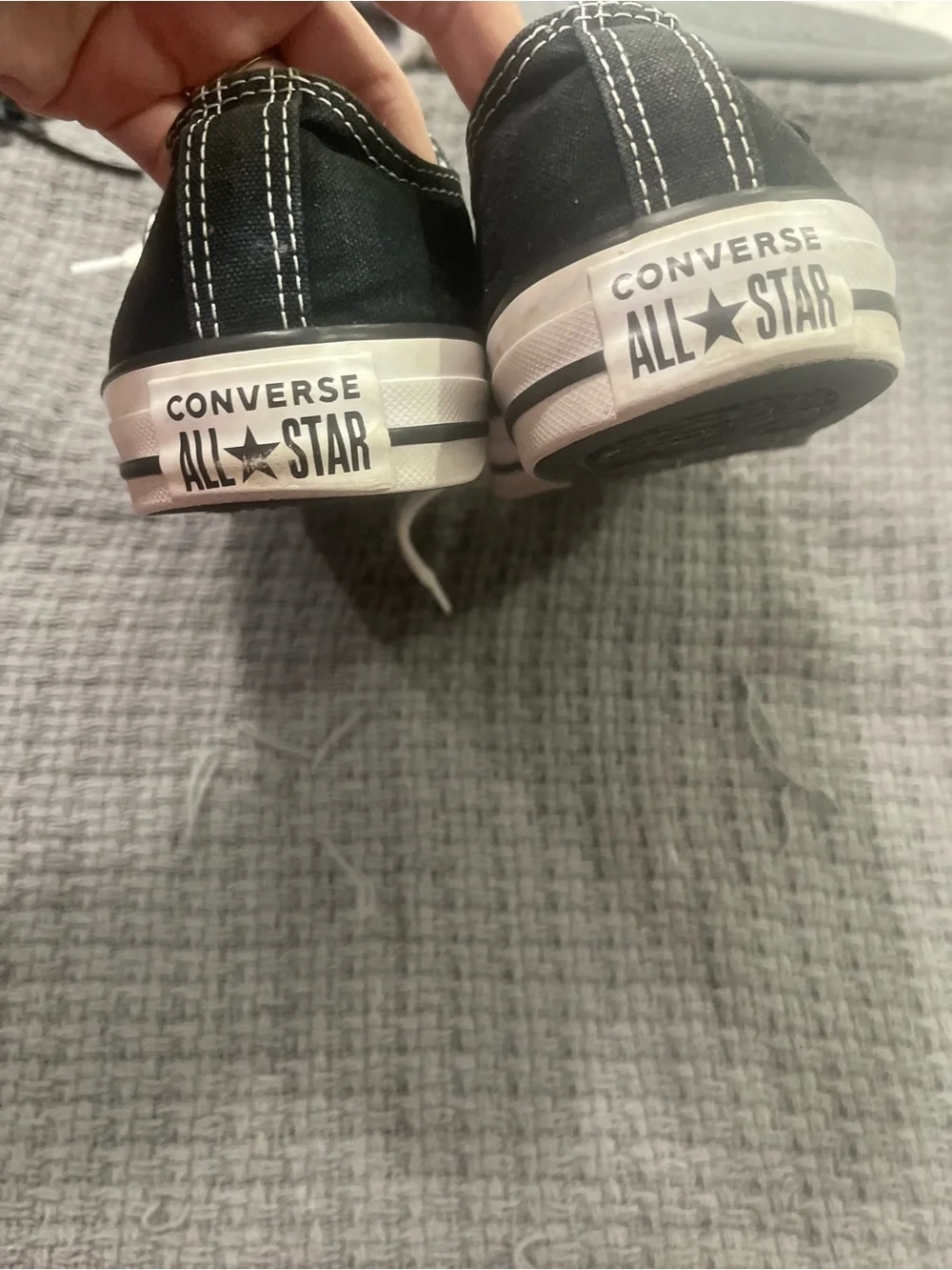 Converse All Star women’s black checkered  Canvas Low-Top Sneakers - Picture 5 of 9